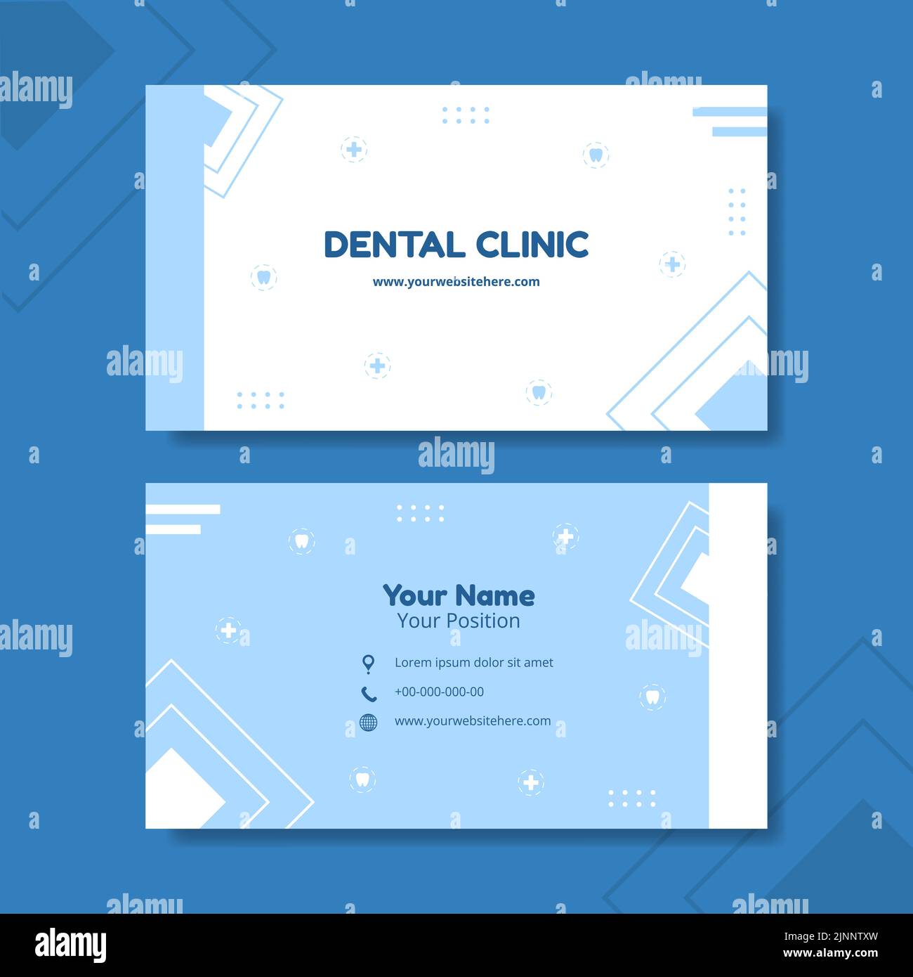 Dental Clinic Card Horizontal Template Hand Drawn Cartoon Flat