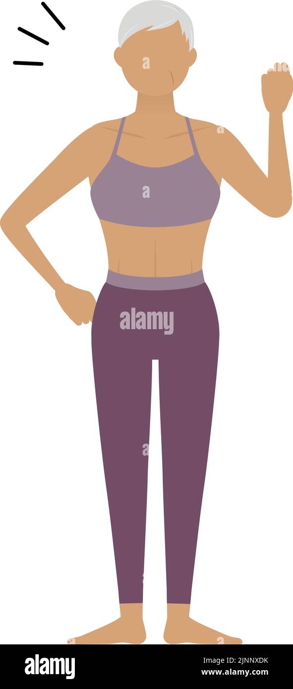 Gym instructor senia woman encouraging with gut pose Stock Vector