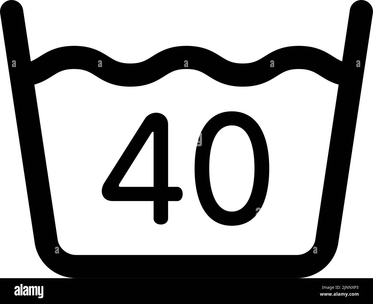 Washing indication icon, 40°C limit, machine washable Stock Vector