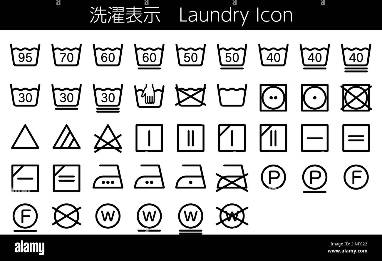 Laundry Label Icon Set Translation Laundry label Stock Vector Image