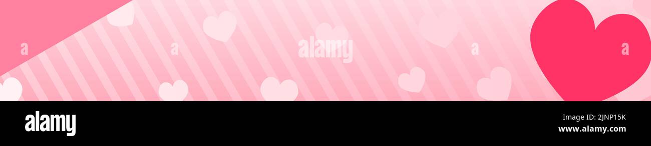 Valentine's Day Sale Banner, Pink Heart, copy space, , 320x50 Stock Vector