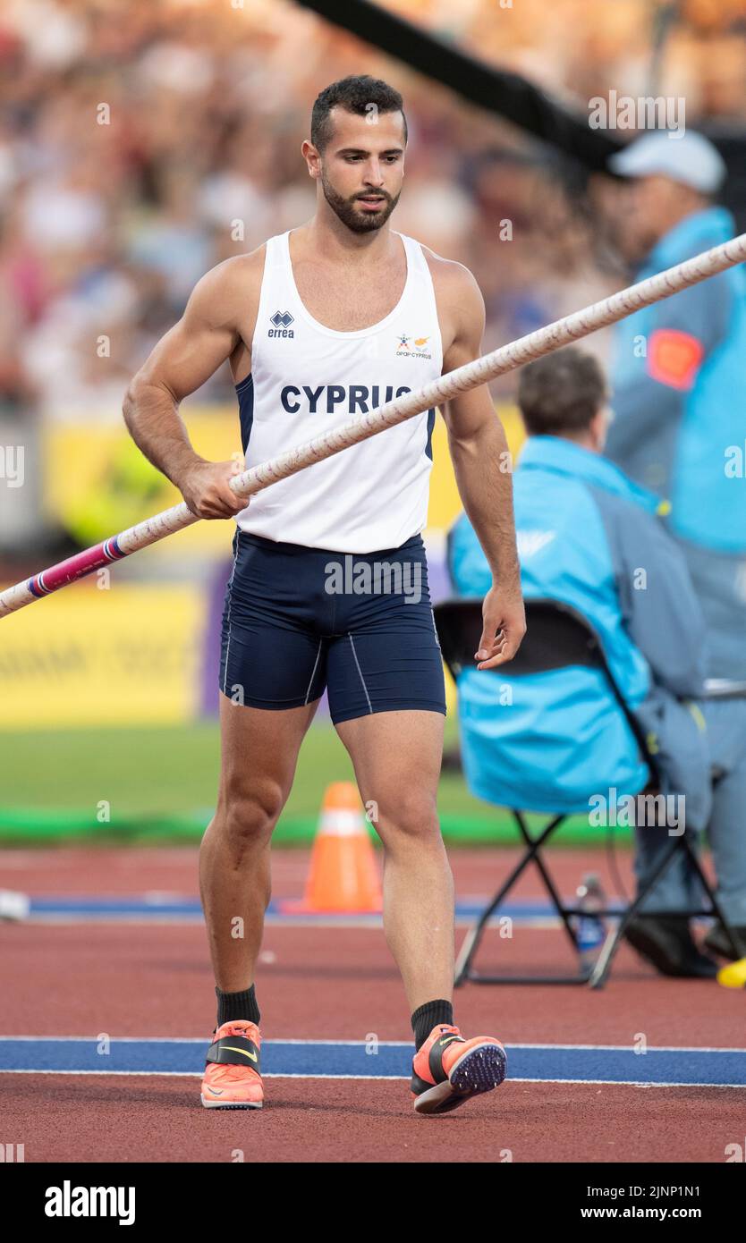 Nikandros Stylianou of Cyprus competing in the men’s pole vault final