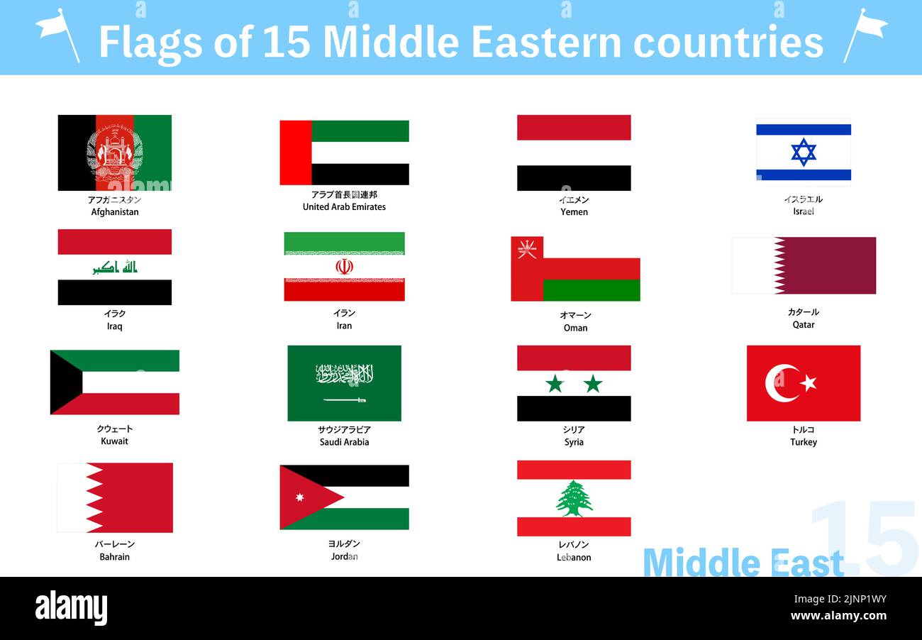 World Flags Middle East 15 Countries Set Stock Vector Image & Art Alamy