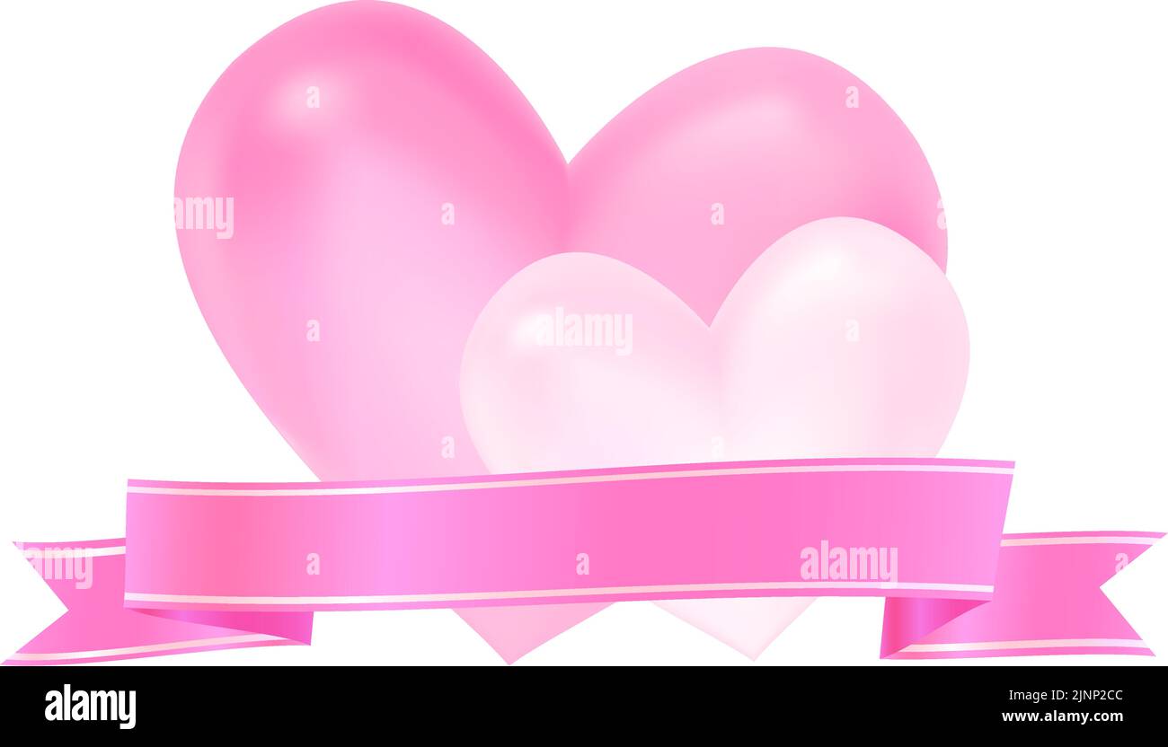 Valentine's Day 3D heart and pink ribbon label Stock Vector Image & Art ...