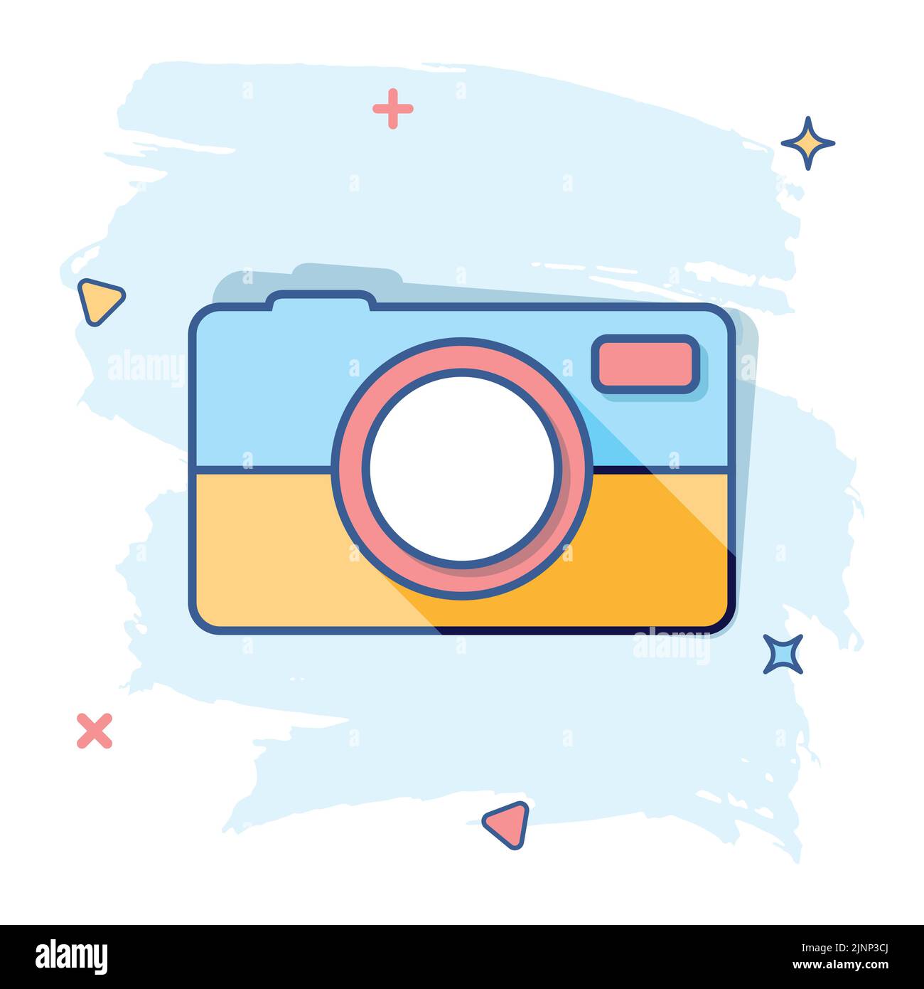 Vector cartoon photo camera icon in comic style. Photographer cam sign ...