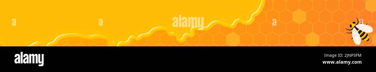Honey banner, with copy space, 728x90 Stock Vector
