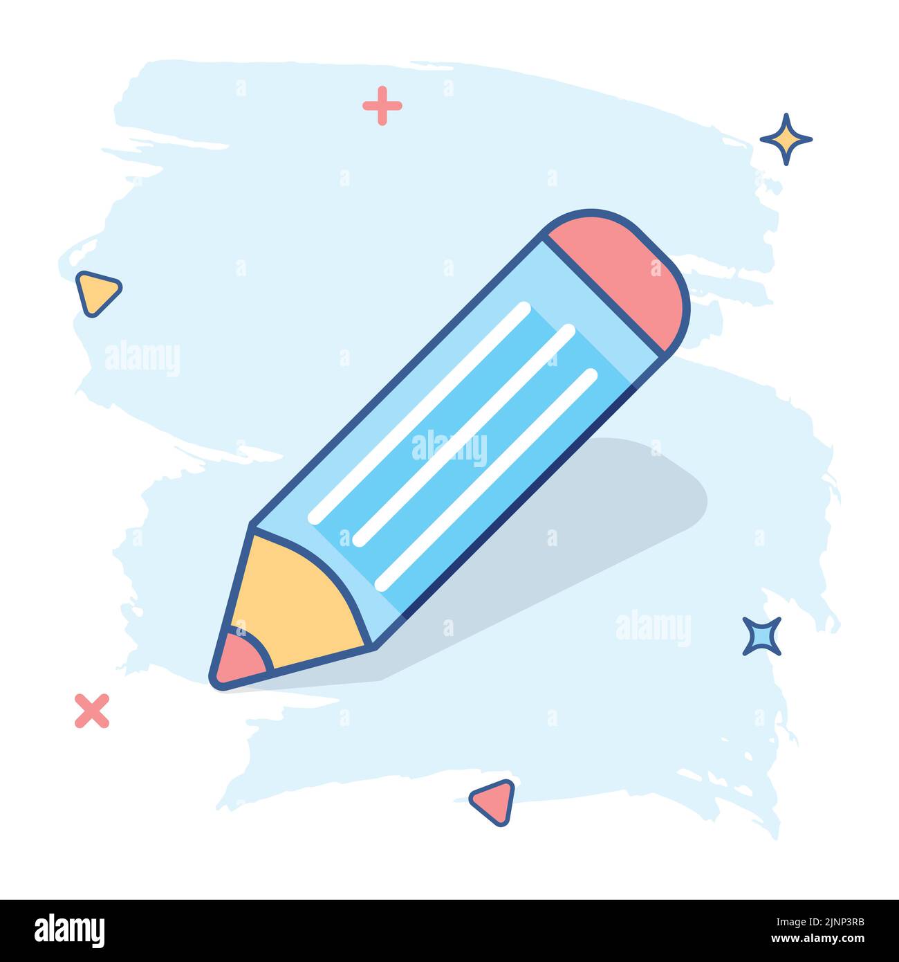 Vector cartoon pencil icon in comic style. Pen sign illustration ...