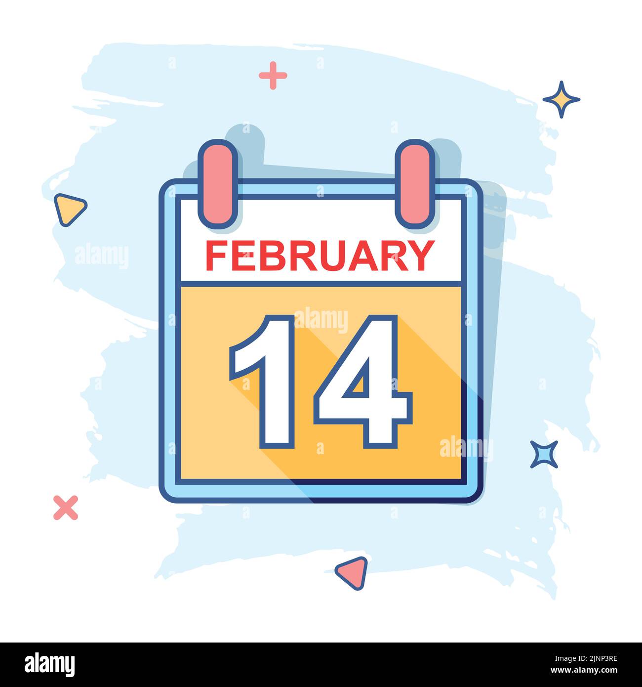 Vector cartoon february 14 calendar icon in comic style. Calendar sign