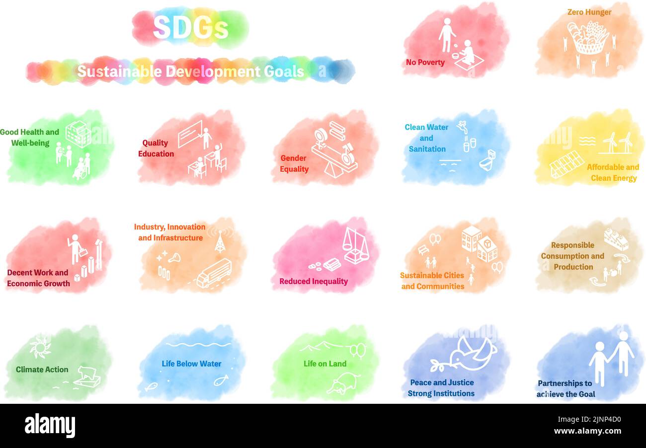 Watercolor style, SDGs goal icon set Stock Vector Image & Art - Alamy