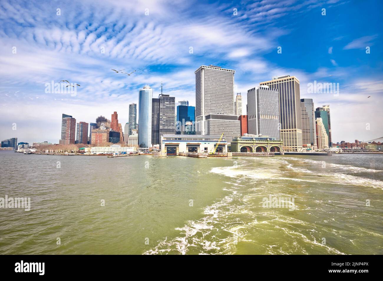 New York City downtown skyline view, United States of America Stock Photo