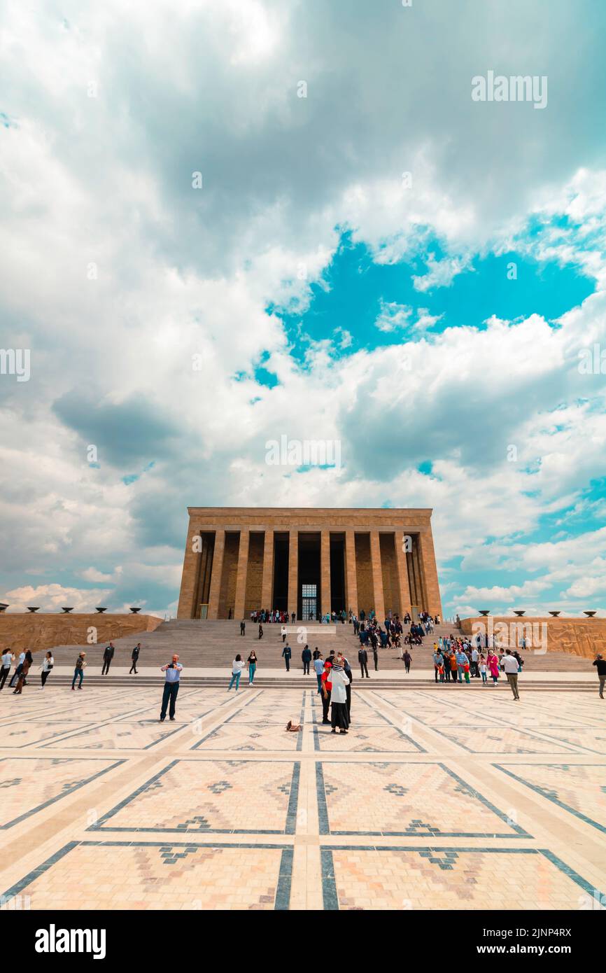 Anitkabir or mausoleum of Ataturk vertical background photo. Ankara Turkey - 5.16.2022 Stock Photo