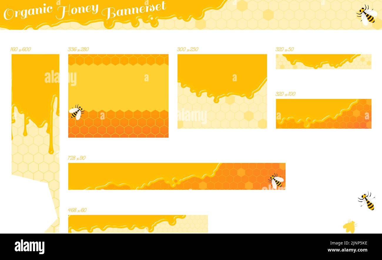 Honey banner, with copy space, banner set Stock Vector
