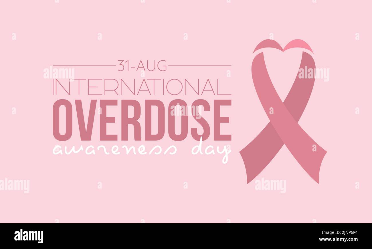 International overdose awareness day calligraphic banner design on pink background. Script lettering banner, poster, card concept idea. Health awarene Stock Vector