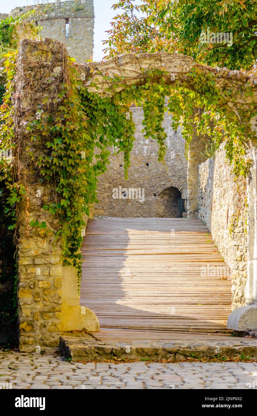 Pecs, Hungary - October 06, 2018: The Barbican, the 15th century bastion in Pecs, Hungary. Stock Photo