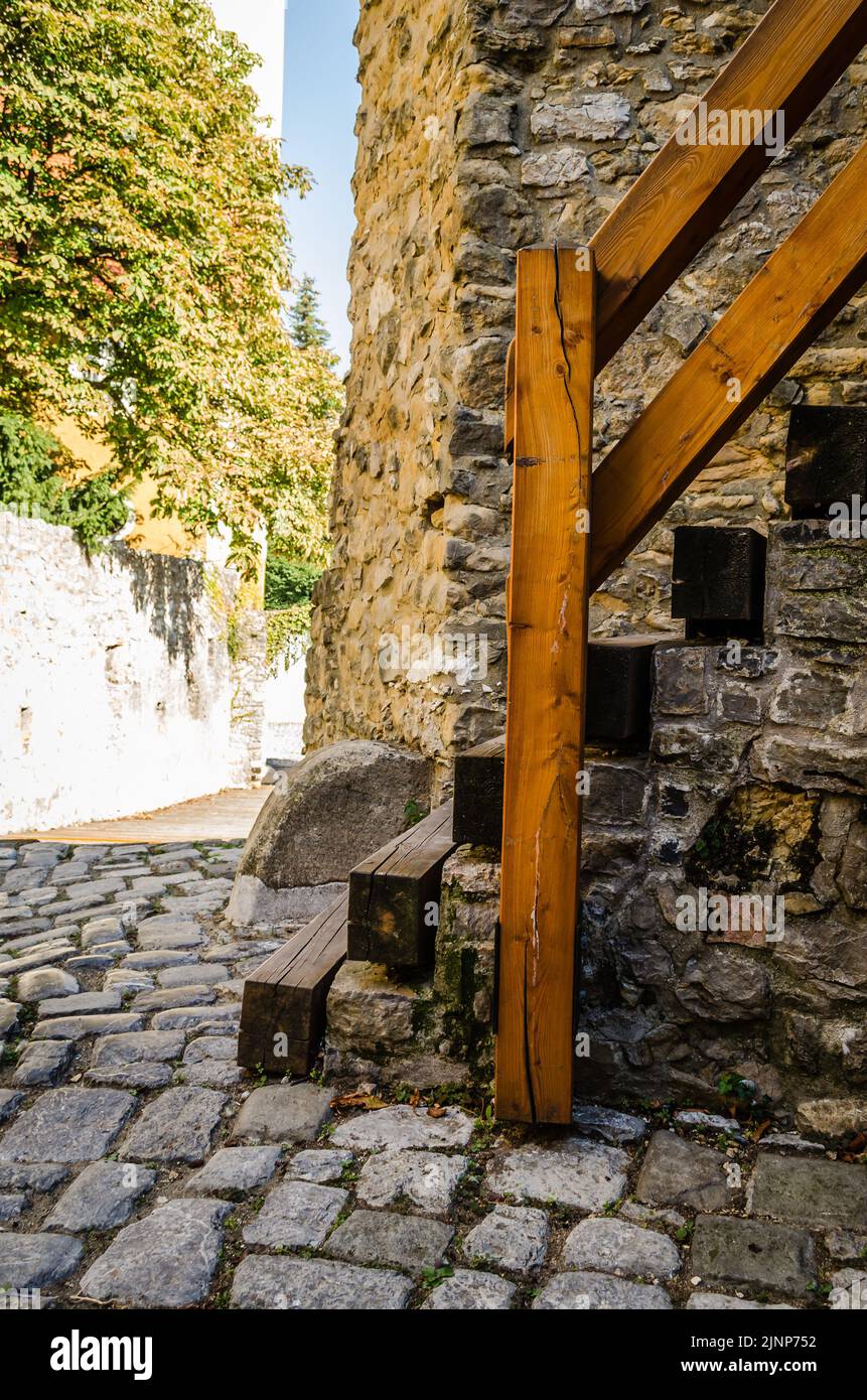 Pecs, Hungary - October 06, 2018: The Barbican, the 15th century bastion in Pecs, Hungary. Stock Photo
