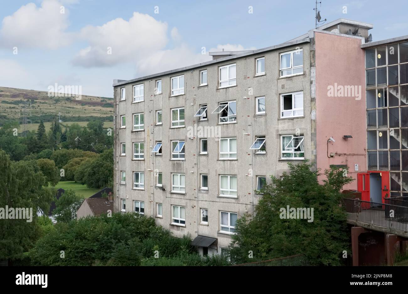 Council flats in poor housing estate with many social welfare issues in