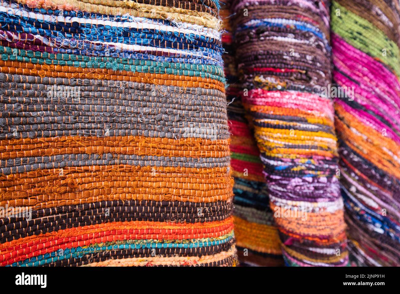 Colorful raw fabric in a souvenir shop in Athens Stock Photo Alamy