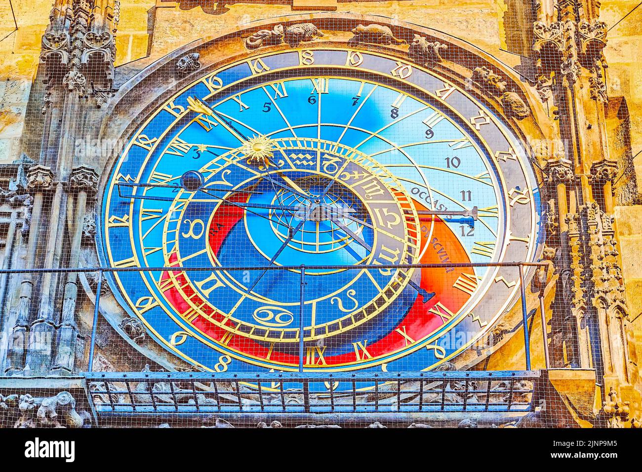 The colored clock face of historic of Prague Orloj astronomical clock