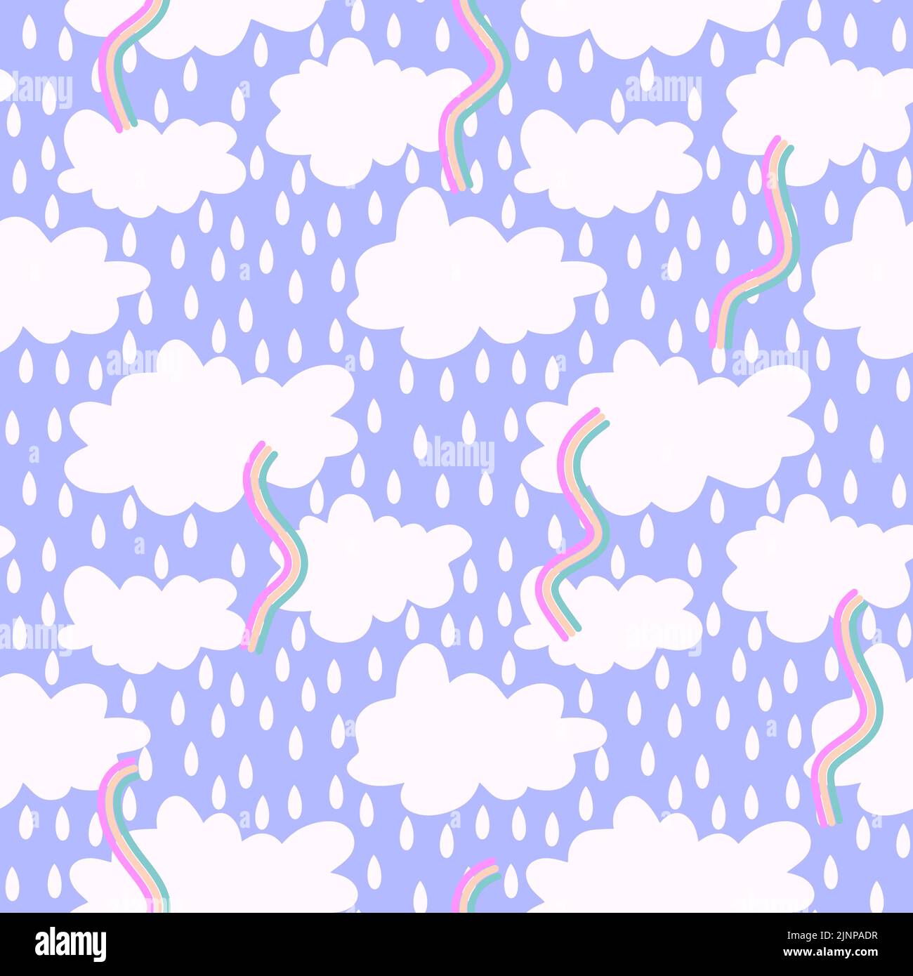 Cartoon seamless clouds and rain drops pattern for kids clothes print ...