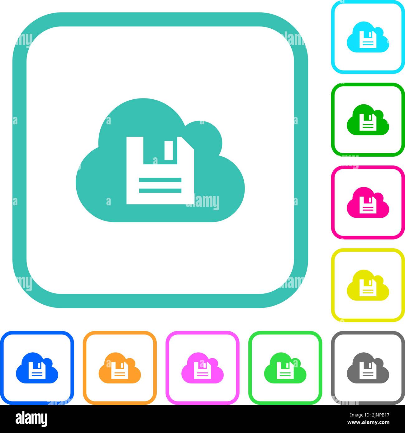 Cloud storage vivid colored flat icons in curved borders on white ...
