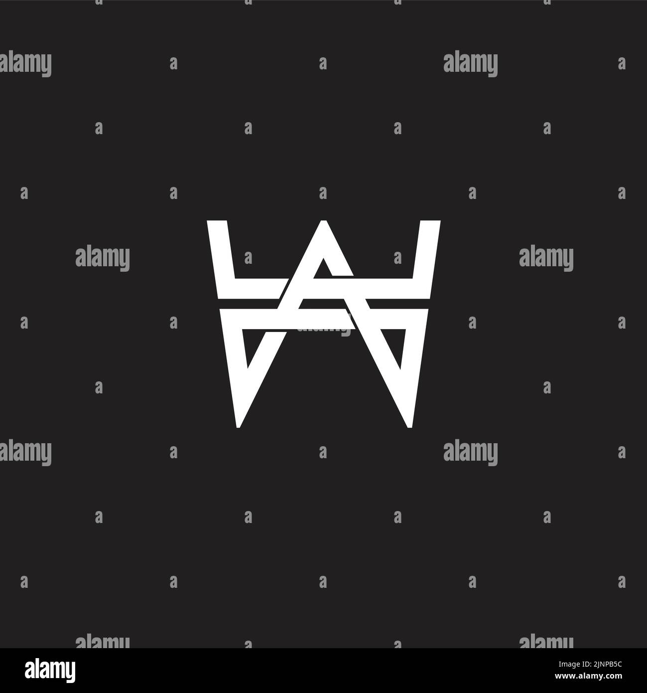 letter a w simple stripes geometric linked line logo vector Stock Vector