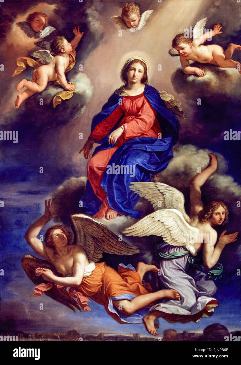 Assumption Of The Virgin, painting in oil on canvas by Giovanni Francesco Barbieri, called Guercino, 1650 Stock Photo