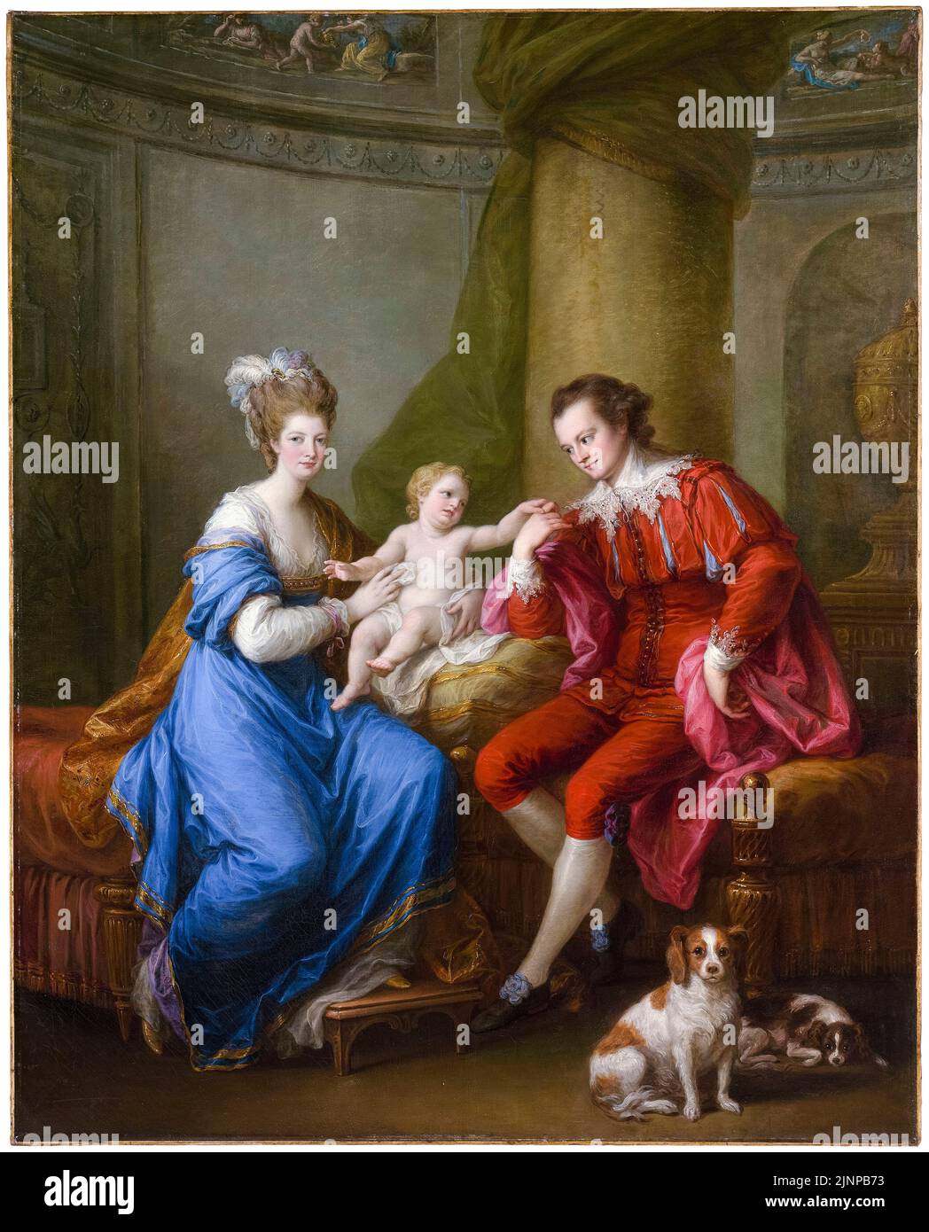 Angelica Kaufmann, Edward Smith Stanley (1752–1834) Twelfth Earl of Derby, Elizabeth, Countess of Derby (Lady Elizabeth Hamilton 1753–1797), and Their Son (Edward Smith Stanley 1775–1851), portrait painting in oil on canvas, circa 1776 Stock Photo