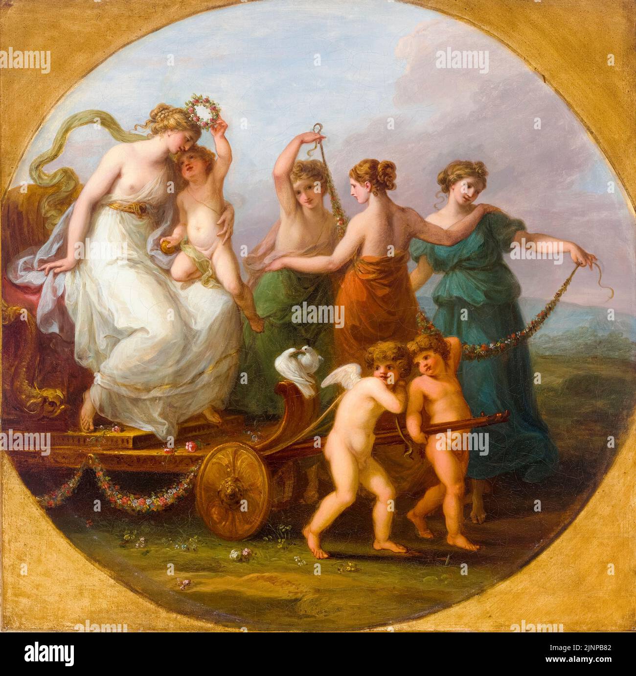 The Triumph of Venus with the Three Graces, painting in oil on canvas by Angelica Kauffman, before 1807 Stock Photo