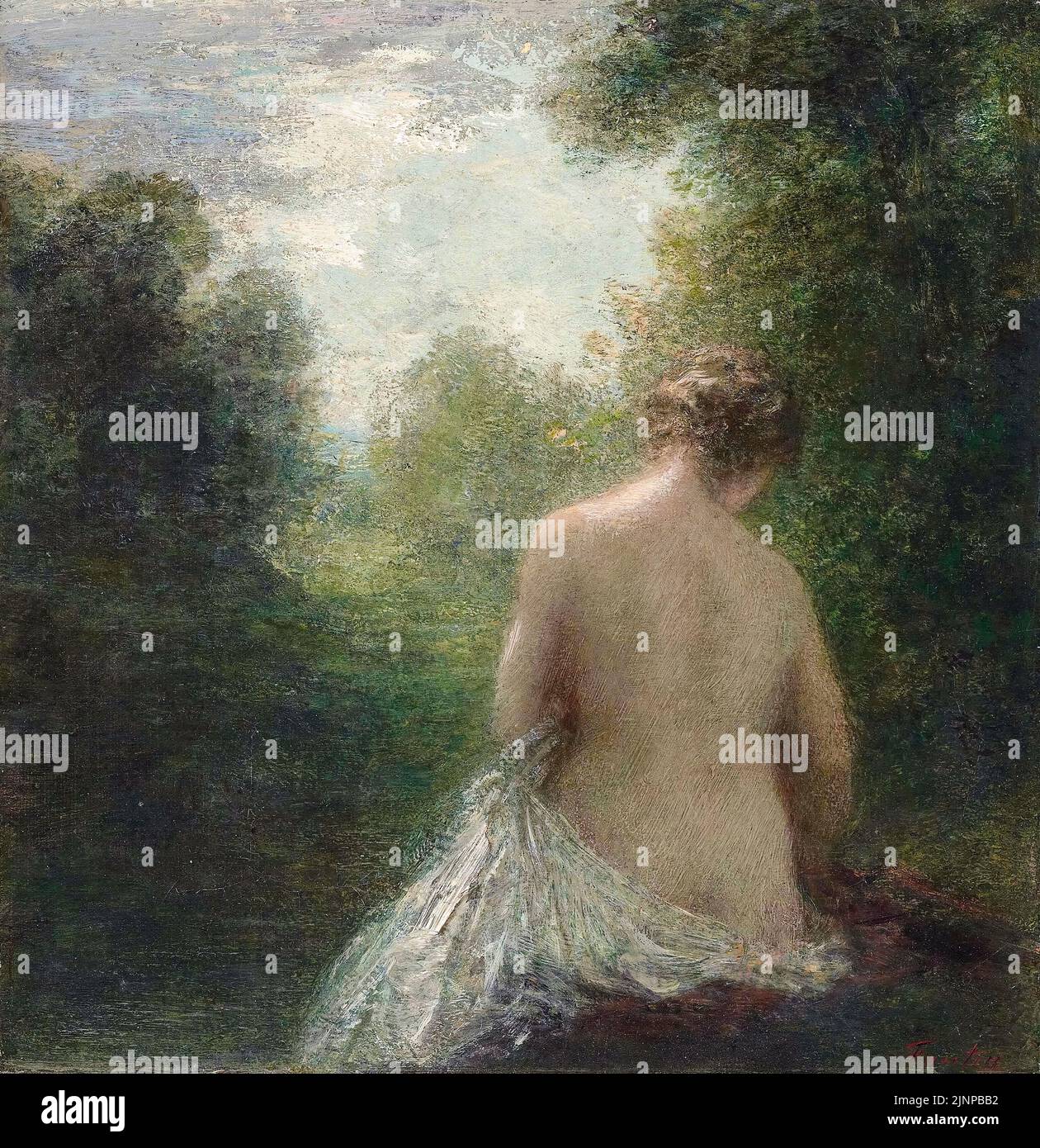 Henri Fantin Latour, Back of a Seated Bather, painting in oil on canvas, before 1904 Stock Photo