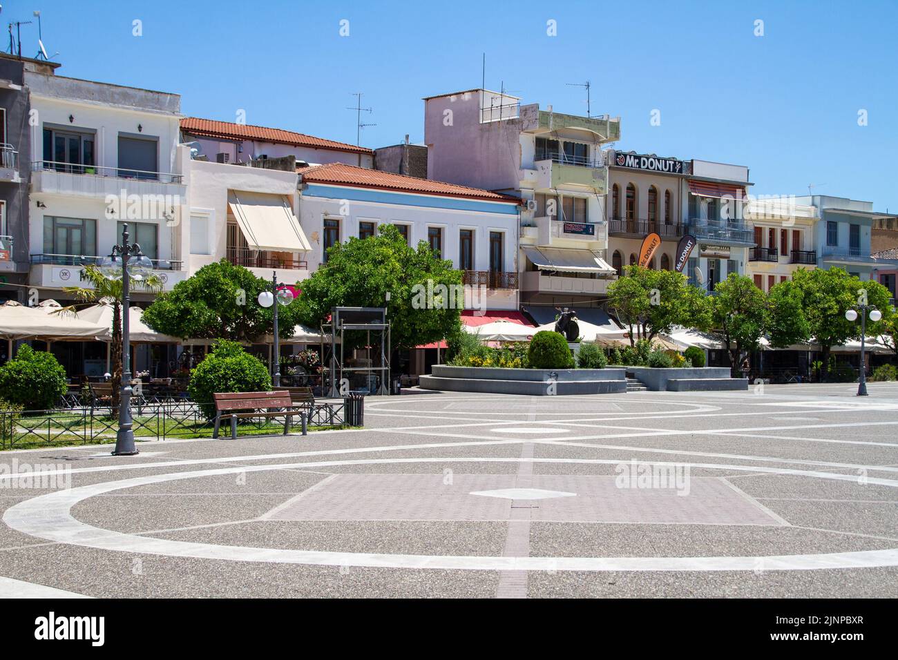 Sparta, Greece, July 20, 2022.The center of Sparta with the City Hall