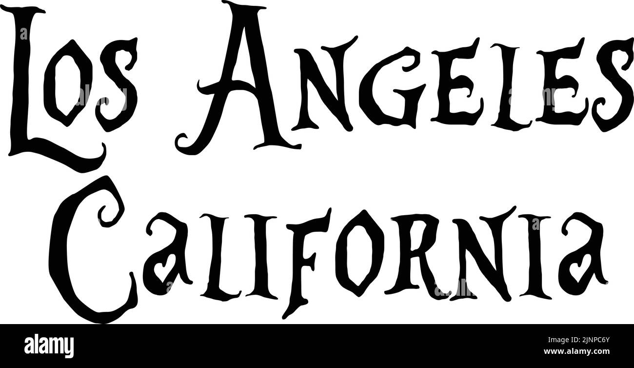Los Angeles California, text sign illustration on white background