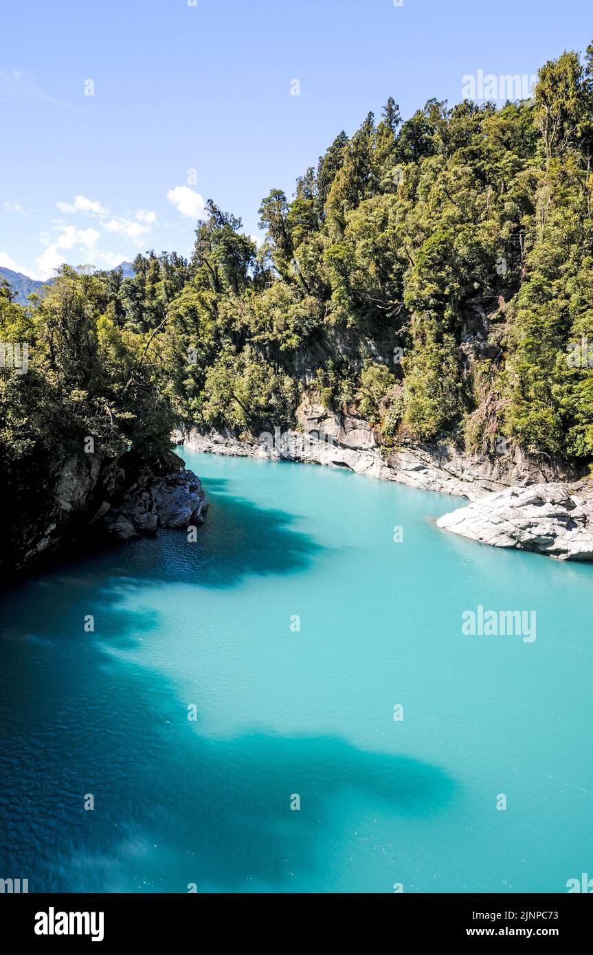 The natural  turquoise blue water at Hokitika Gorge on the west coast on  South Island in New Zealand Stock Photo