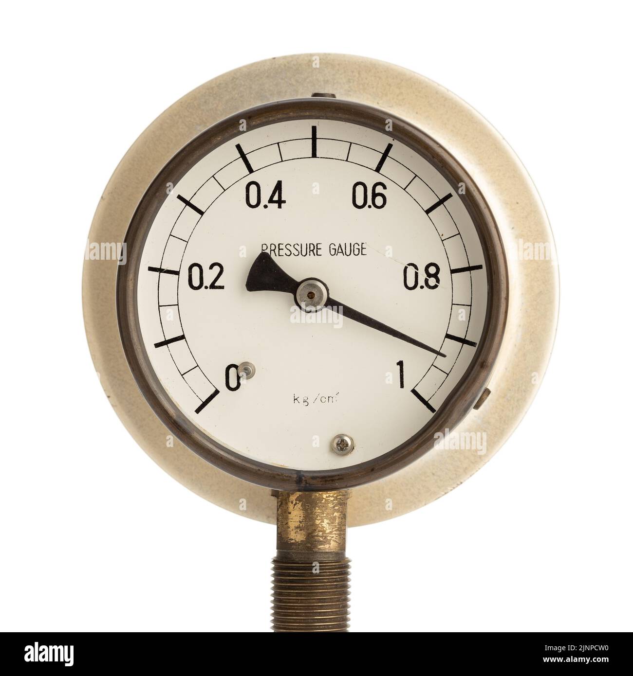 High pressure concept. Industrial pressure gauge manometer marking high
