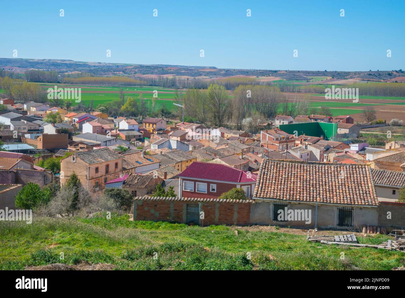 Overview. Hoyales de Roa, Burgos province, Castilla Leon, Spain. Stock Photo
