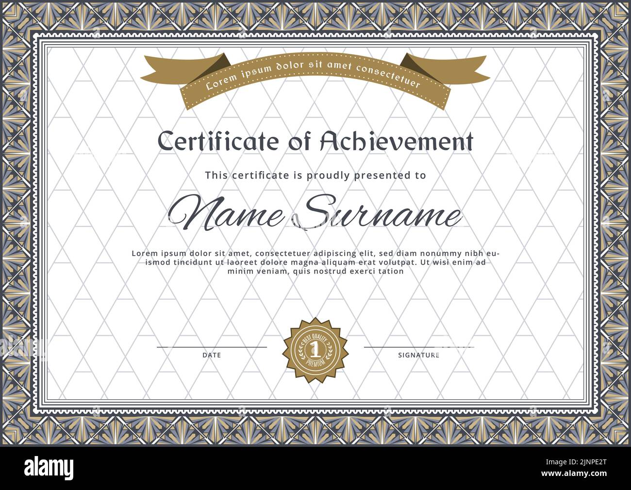 Certificate border. Grey ornamental frame for certificate blank, Vector ...