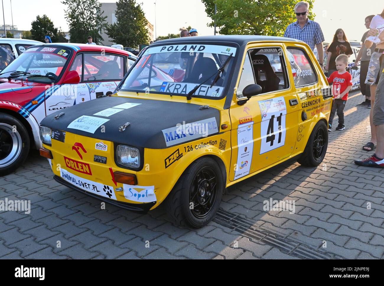 Gdansk, Poland August 12, 2022 Fiat 126p vintage race car on the