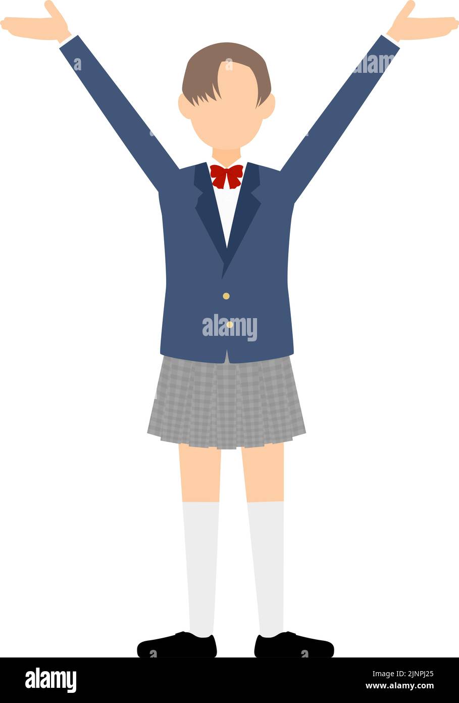 Genderless, blazer uniform, Hailing gesture with outstretched arms Stock Vector