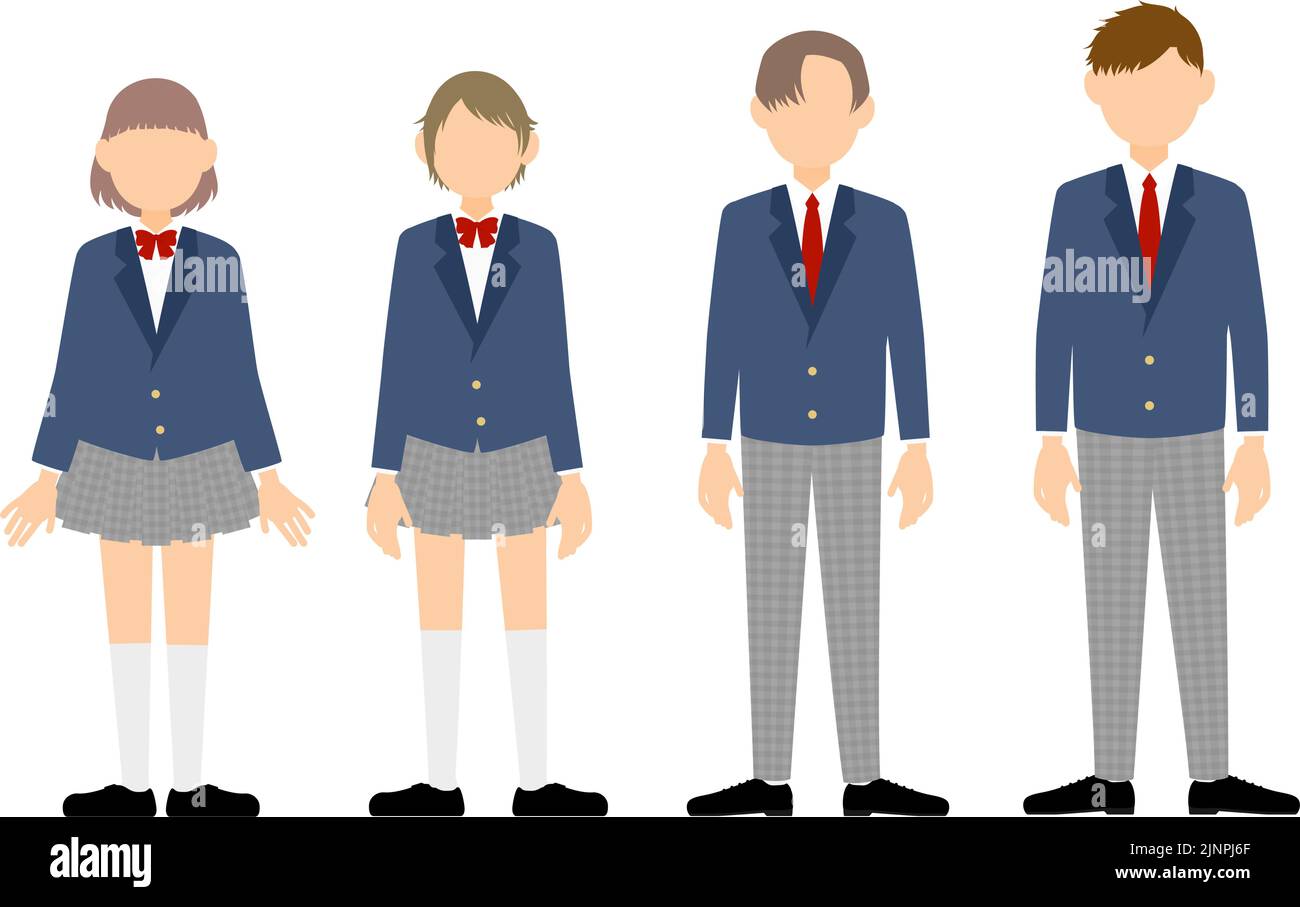 Junior high and high school students in uniform Stock Vector