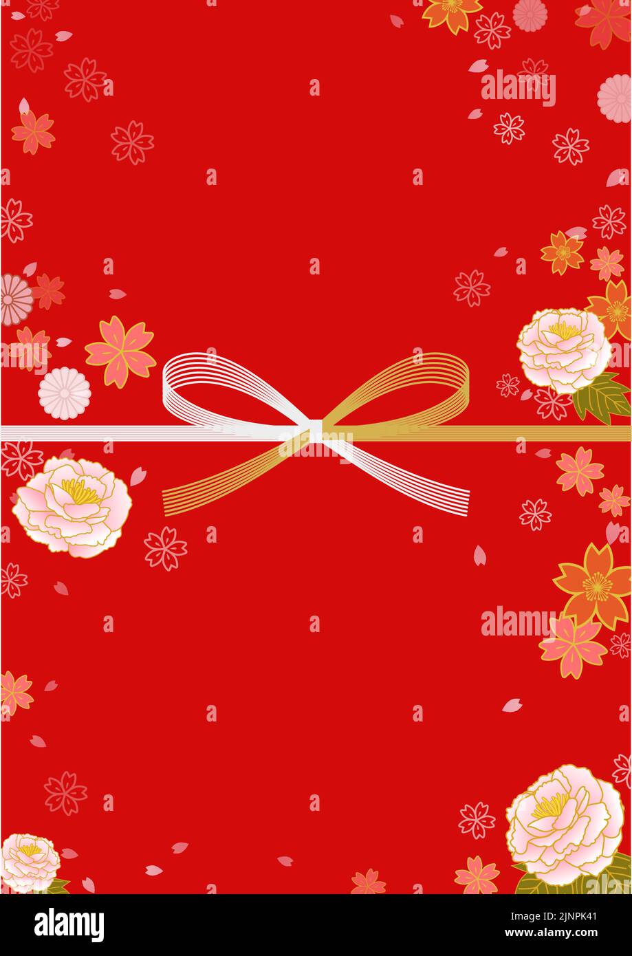 Japanese botanical design with flower pattern, peony, cherry blossom ...