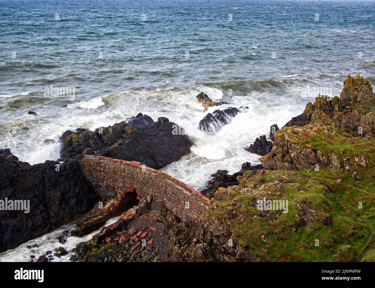 Looking down on the edge of the coast at Portpatrick, Stranraer, Scotland. Stock Photo