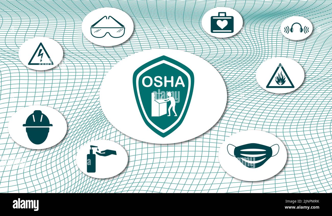 Concept Of Osha With Icons On Mesh Network Stock Photo - Alamy