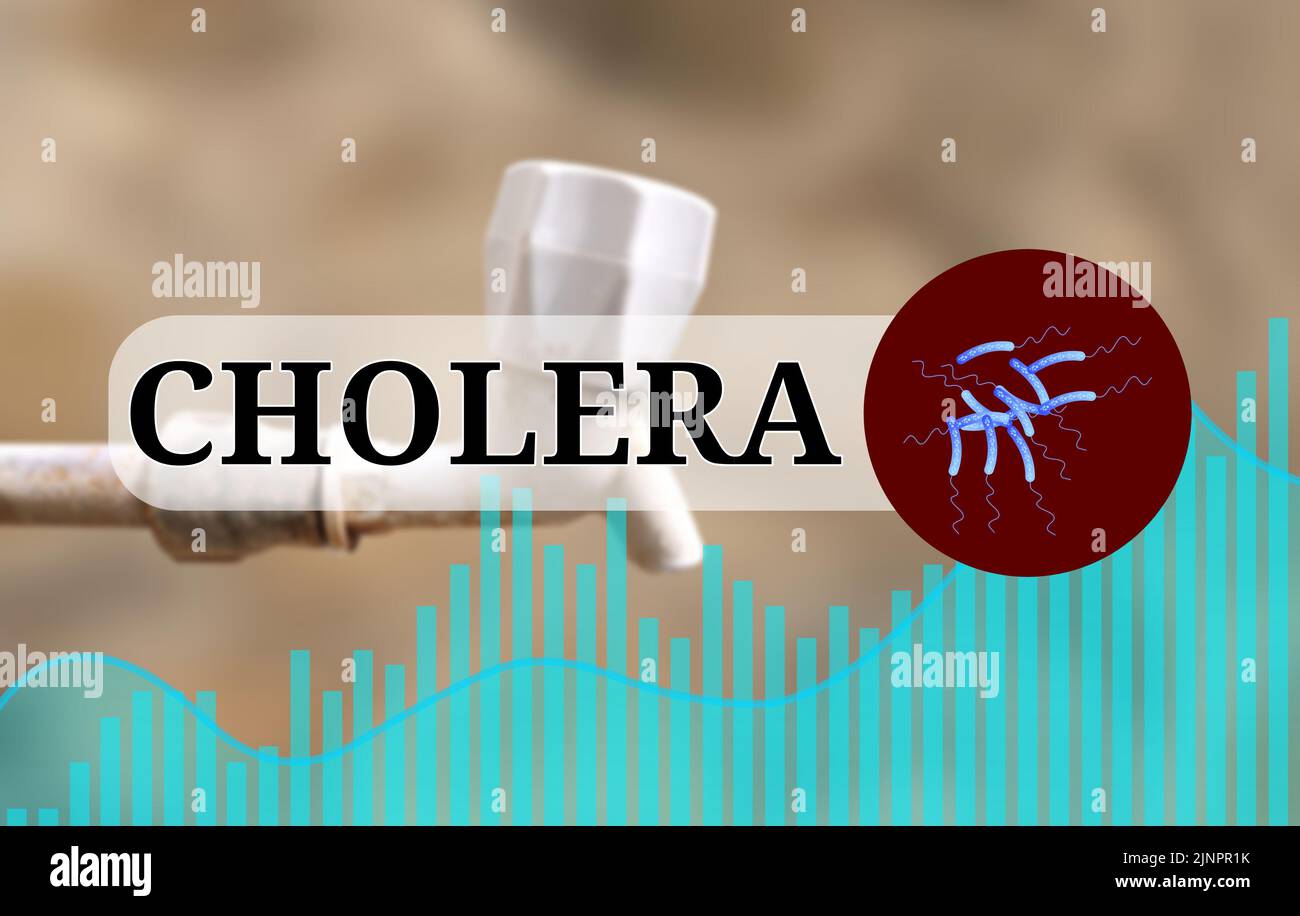 Cholera on blur derty tab photo. concept showing main reason for