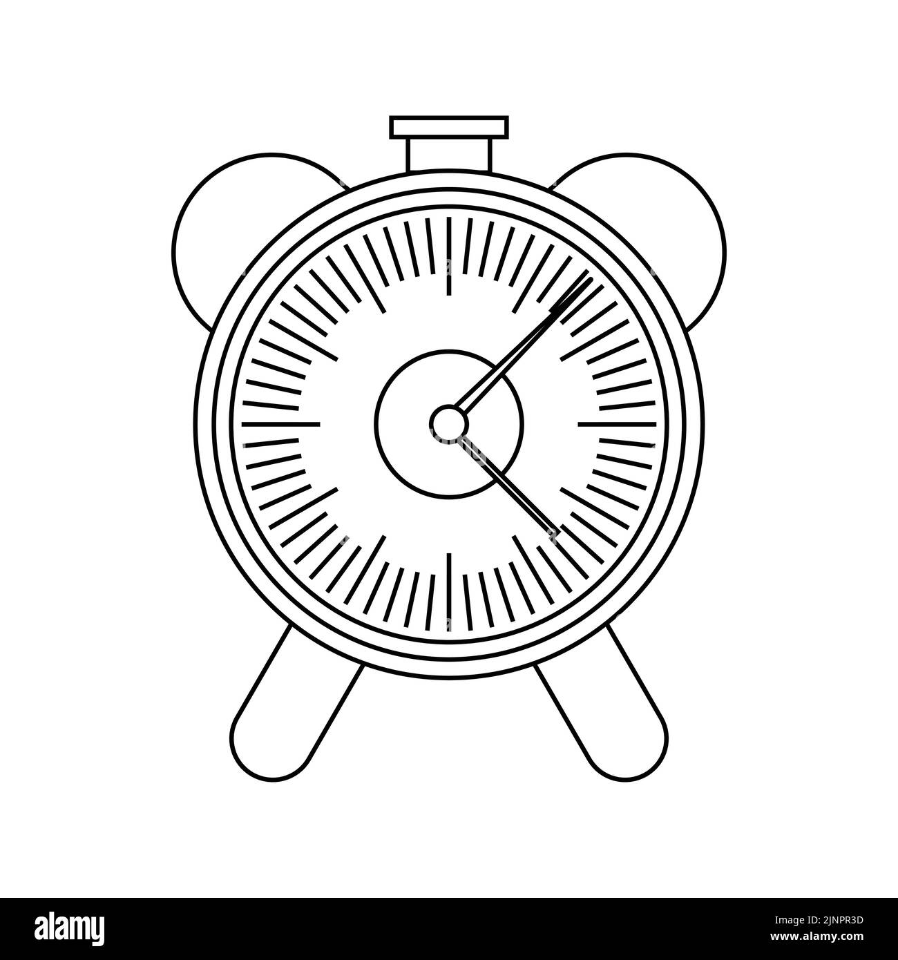 Clock alarm timer wake up black white outline icon - vector illustration Stock Vector