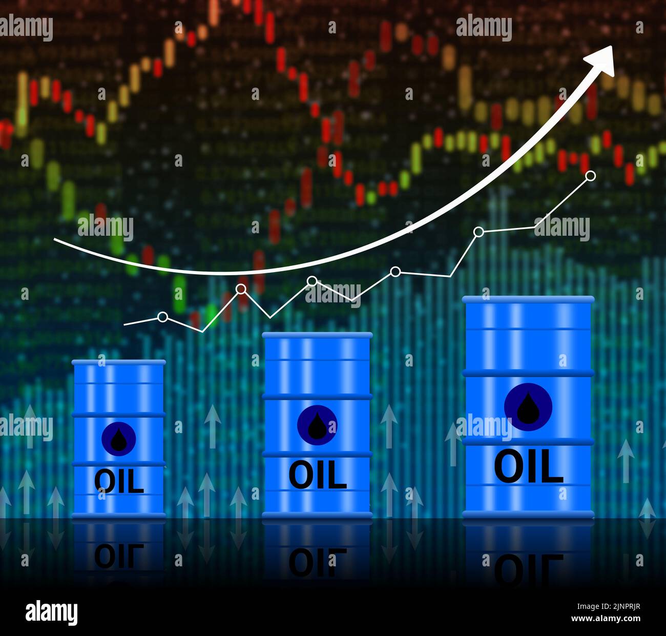 increasing oil price daily with up down graphs. concept for oil price
