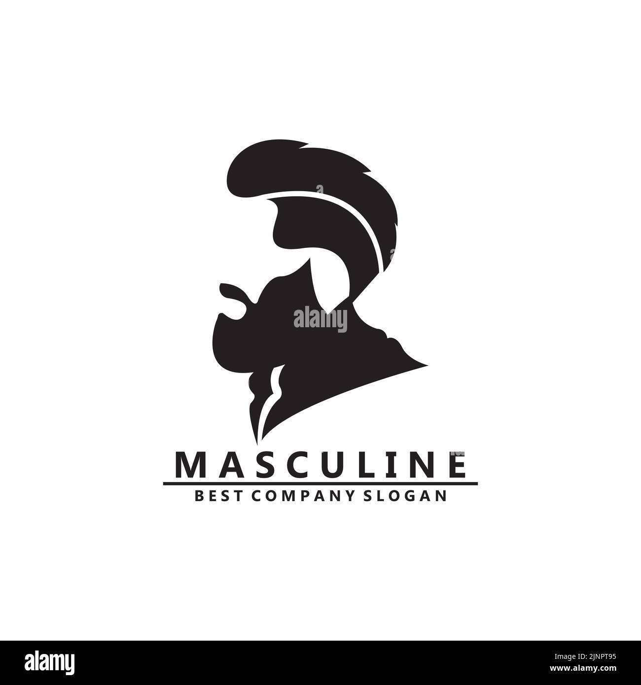 masculine man logo icon vector with beard, handsome cool dignified