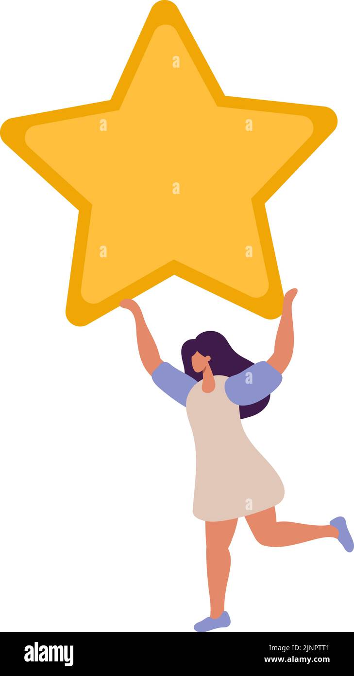 Happy And Satisfied Vector Customer Flat Woman People Is Holding Review