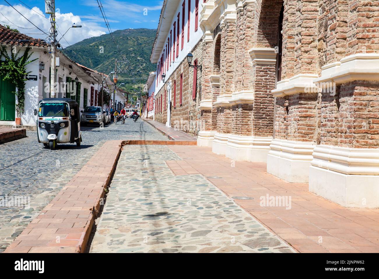 SANTA FE DE ANTIOQUIA, , COLOMBIA - NOVEMBER, 2017: Beautiful antique streets of the colonial town of Santa Fe de Antioquia in Colombia Stock Photo