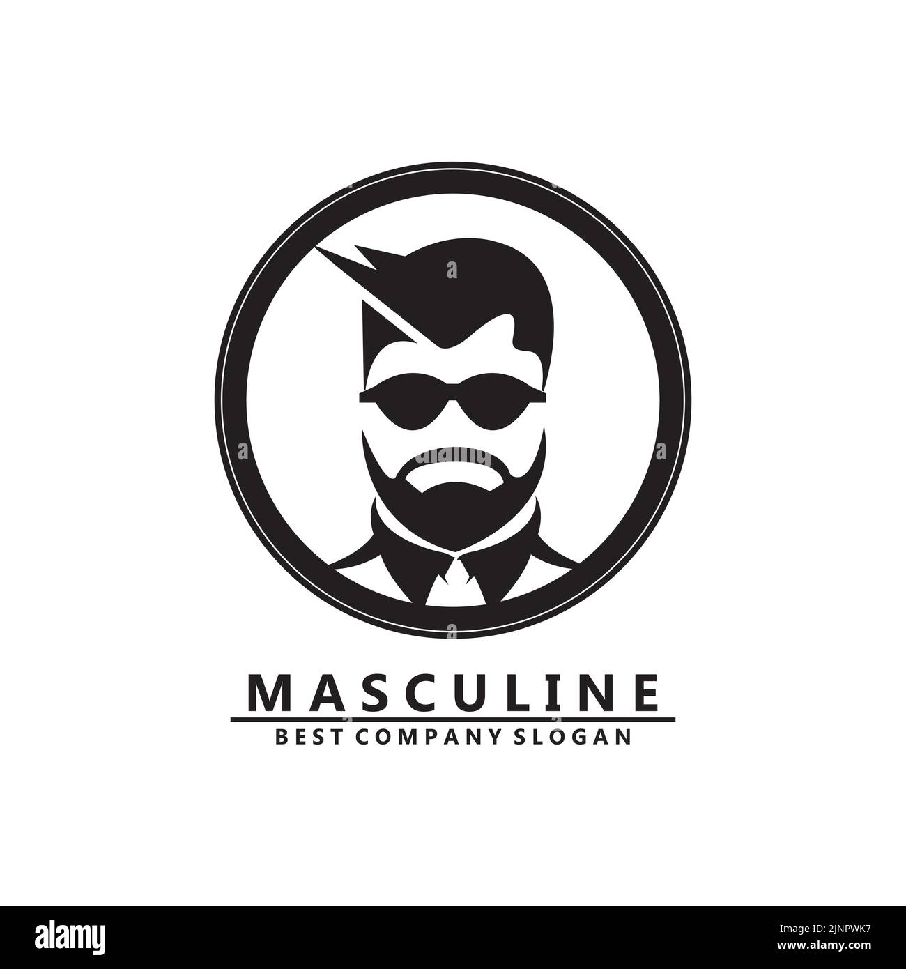 masculine man logo icon vector with beard, handsome cool dignified appearance Stock Vector