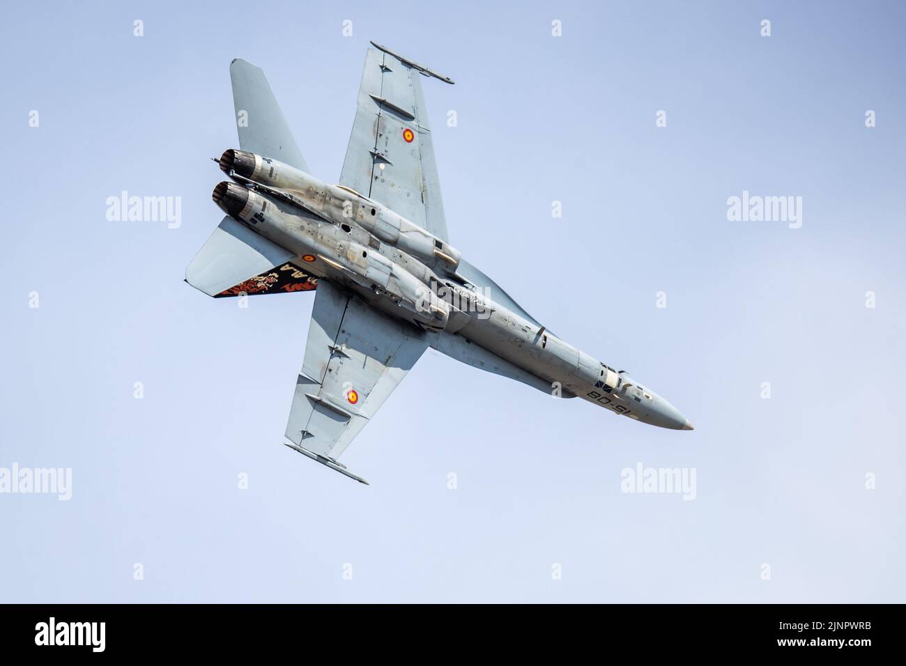 Spanish Air Force - McDonnell Douglas EF-18M Hornet airborne at the Royal International Air Tattoo 2022 Stock Photo