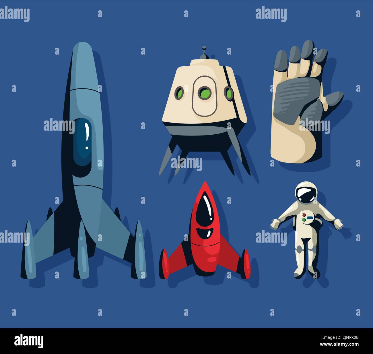 space outer retro five icons Stock Vector